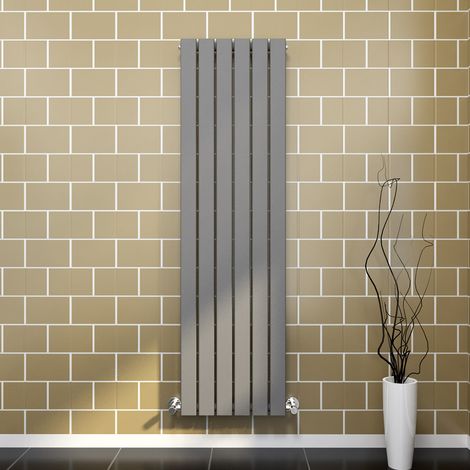 ELEGANT Central Heating Radiator 1600x456mm Vertical Anthracite Flat Panel + Thermostatic Radiator Valves (1/5)