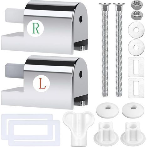 Blanc Fixation Abattant WC, Charnière Abattant WC 7 Pièces, Charnières De Siège De Toilette À Fermeture Douce, Moderne (1/5)