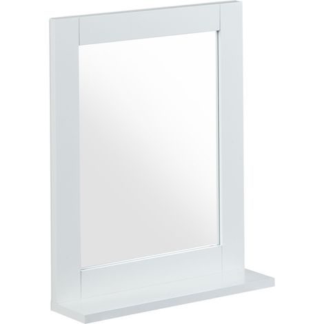 Specchio da parete pratico contenitore bagno 80 x 60 cm design senza tempo in legno bianco 130009958