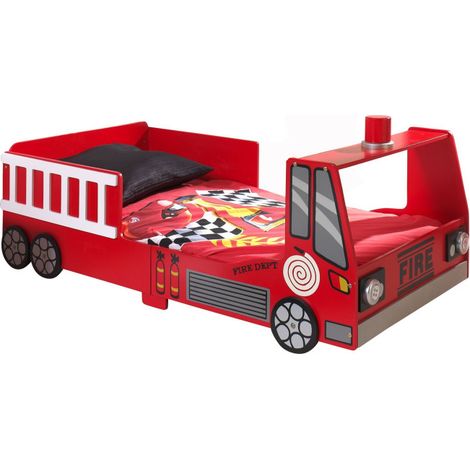 Pack - Lit Enfant & Matelas "Pompier" 70x140cm Rouge (1/5)