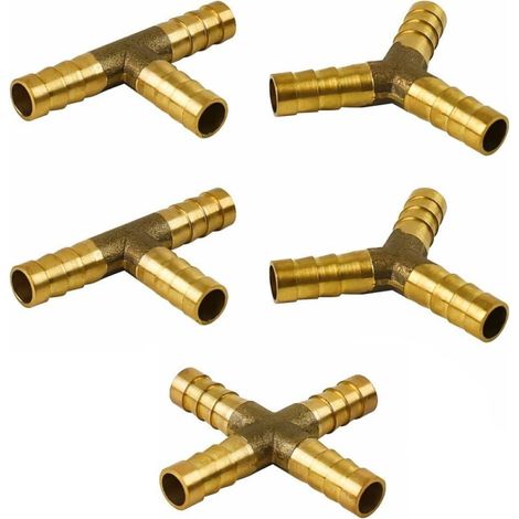 Lot de 5 raccords de tuyau en laiton de 8 mm, raccords pour tuyau pneumatique et tuyau de carburant (carburant, air, eau, diesel) (1/5)