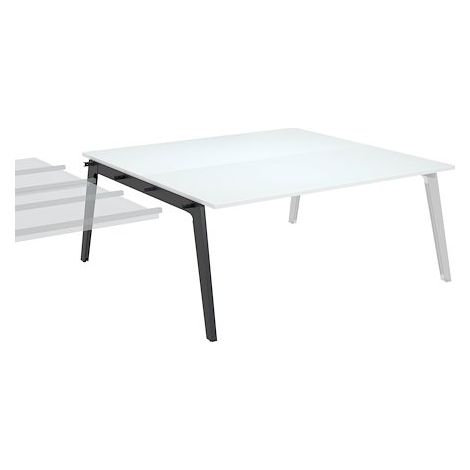Pôle de 2 bureaux suivants blanc piètement anthracite RAL 7016 + goulotte L 180 cm - Exprim - Maxiburo