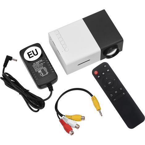 Projecteur LED Portable Mini Home Cinéma Multimédia Noir Blanc Prise EU (1/5)