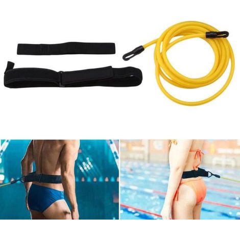 Résistance Elastique de Nage Piscine, 4M Réglable, Ceinture d'Entraînement pour Natation avec Système de Fixation, Matériau Élastique, 1 Pièce pour Entraînement Aquatique (1/4)