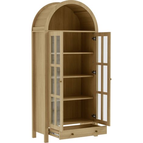 Vetrina armadio alta con arco in MDF e porte in acrilico 75 x 35 x 170,5 cm HOMVRA (1/5)