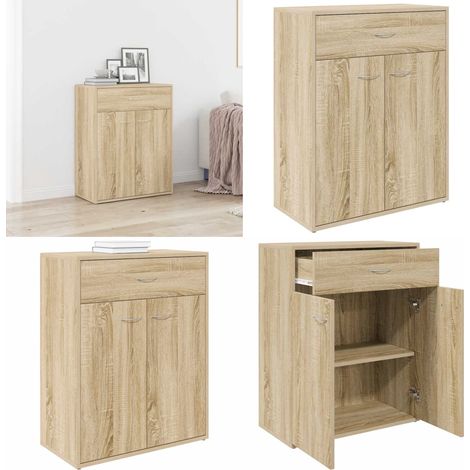 Aparador de madera contrachapada color roble Sonoma 60x30x75 cm - Aparador de roble - Aparador de madera contrachapada