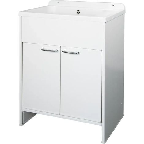 Mobile Lavatoio PVC 58x38 cm con Vasca 2 Ante con Kit Scarico Autopulente (1/4)