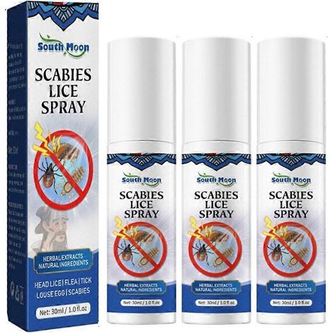 Lot de 3 sprays anti-poux et anti-gale pour le soin des cheveux, éliminant les lentes et les poux. (1/4)