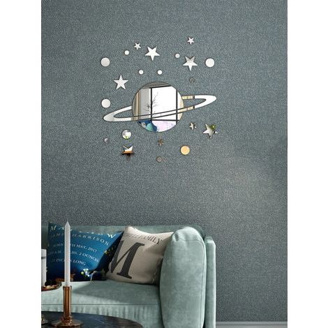 Sets Wandsticker mit Planeten- und Sternenmotiv, goldene Wandaufkleber. Vinyl-Aufkleber für die Heimdekoration, Frühlingsdeko, frischen Sie Ihr Zuhause auf (Rama). (1/5)