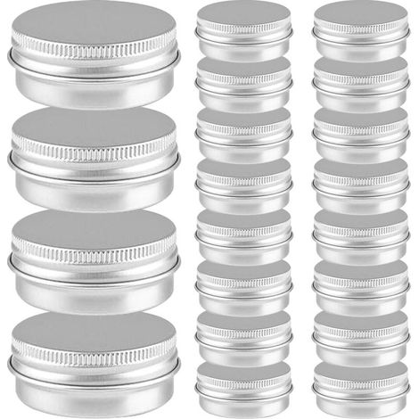 Lot de 20 boîtes rondes en aluminium fileté, petites boîtes de 20 ml pour poudre cosmétique et bijoux, réutilisables (1/5)