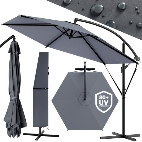 Parasol déporté inclinable Ø330cm en aluminium – Protection UV 80+ – Manivelle intégrée – Pied en croix robuste – Toile hydrofuge – Kingsleeve