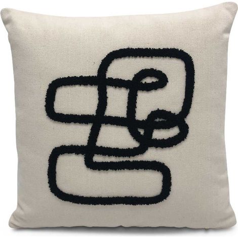 Coussin 40 x 40 cm Pablo écru avec motif noir avec garnissage (1/2)