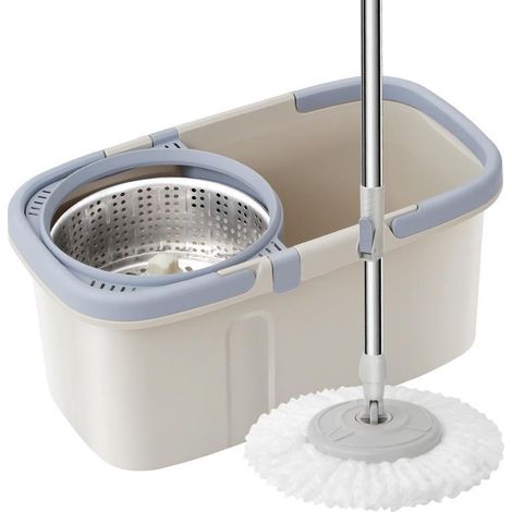 Kit de balai rotatif à 360° - Panier en acier inoxydable - Nettoyage professionnel (1/5)