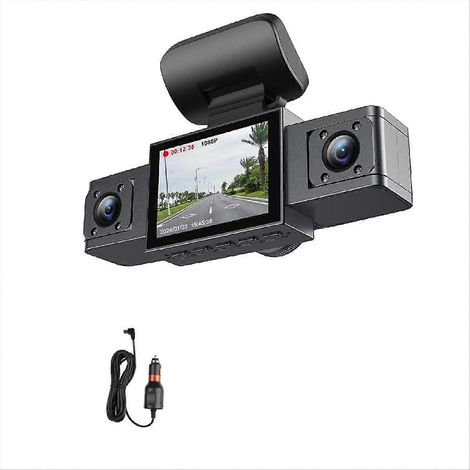 Caméra embarquée avec enregistreur vidéo, 3 objectifs, surveillance de stationnement 24h/24 et vue arrière (1/5)