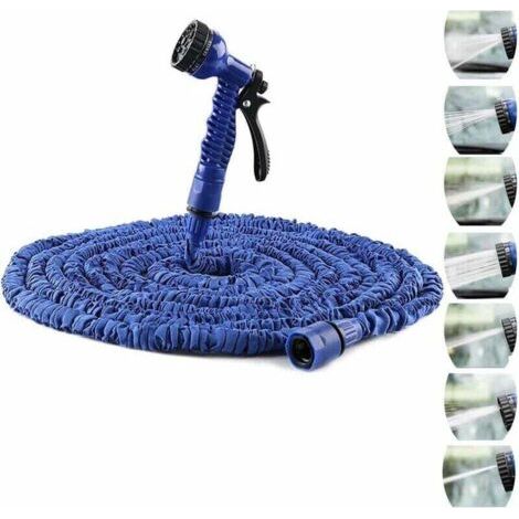 D'Arrosage 25FT, Tuyau d'Arrosage Rétractable Universel, Tuyau Extensible Elastique, Tuyau d'eau Extensible Flexible, avec 7-Fonction Pistolet, pour Nettoyage et Irrigation Noir (1/5)