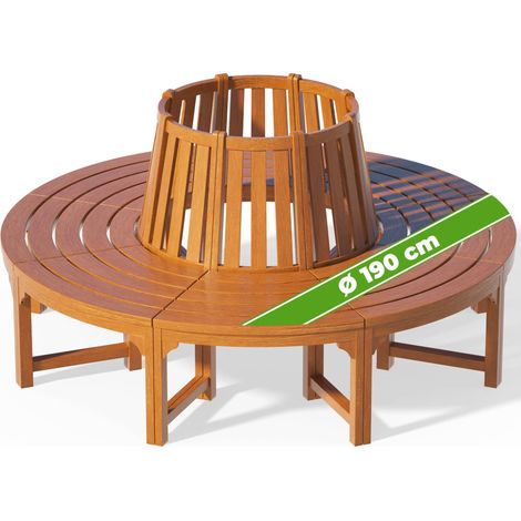 Deuba Banco para árbol de madera de Eucalipto Ø190cm preaceitado redondo resistente a la intemperie para jardín exterior (1/8)