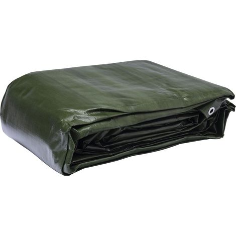 WerkaPro 10669 - Bâche industrielle - Ultra Lourde - 5x8 m - 240g/m2 - Réversible - Noire et Verte (1/4)