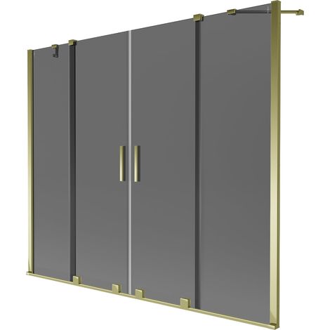 Mexen Velar Duo mampara de bañera corredera de 2 hojas 190 x 150 cm, grafito, dorado - 896-190-000-42-50 (1/2)