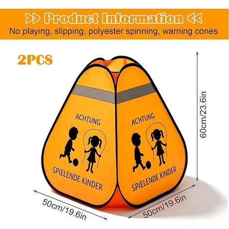 Folding Warning Signs 60 x 50 x 50 cm, Pop-up Reflective Traffic Cube, Children's Play Road Safety Sign for Residential Street, School (1/2)