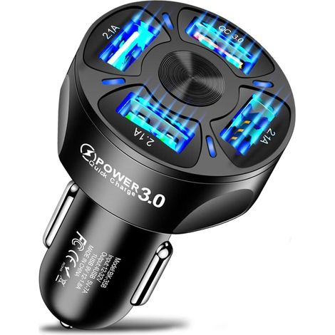 Caricabatterie per auto a 4 porte, caricabatteria rapido per auto USB QC 3.0, adattatore per caricabatteria per auto da 7 A a caricabatteria rapido compatibile con altri smartphone e tablet (1/5)