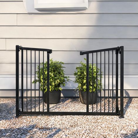 Barrière de sécurité extensible pour animaux acier matte noir (1/5)