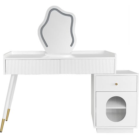Toeletta con specchio LED bianca MODENUIT 100 x 75 x 40 cm in truciolato (1/5)