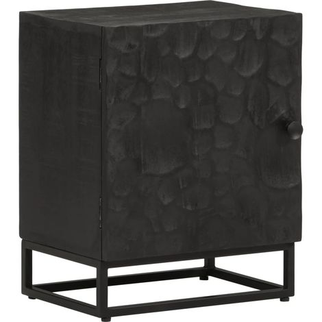 Nachttisch Schwarz 40x30x50 cm Massivholz Mango und Eisen