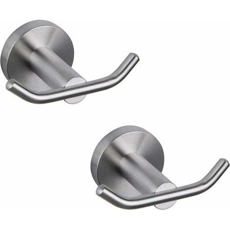 Doppelter Handtuchhaken, Kleiderhaken aus Edelstahl SUS 304, Garderobenhaken für Bad und Küche, moderner Hotelstil, Wandmontage, 2er-Pack, gebürstete Oberfläche (1/5)