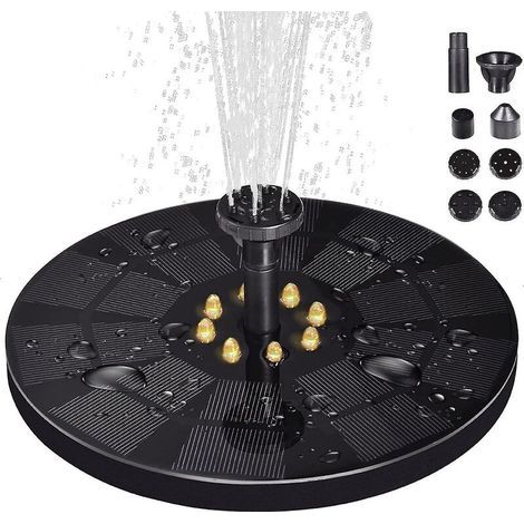 Upgraded Solar Water Fountain With 3w Led Light - Solar Powered Fountain With 8 Water Styles - Solar Powered Floating Fountain For Birdbath Garden P (1/5)