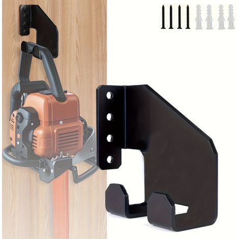 Support mural pour tronçonneuse, support de rangement en acier au carbone pour outils de jardin – Design peu encombrant, support de rangement pour outils de garage pour tronçonneuse, scie à main, pell