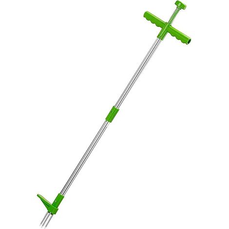 Désherbeur debout à long manche, outil de jardin avec poignée en T et 3 griffes pour pelouse, arrachage facile des mauvaises herbes, robuste et ergonomique (1/5)