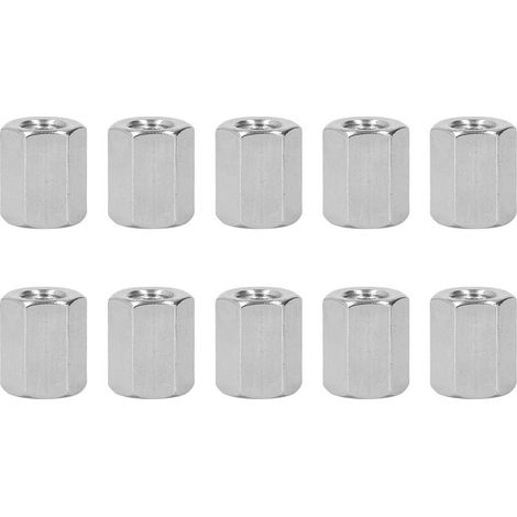 Kit M10 anticorrosion en acier inoxydable 304, écrou d'accouplement hexagonal, 10 pièces, pour boulons et goujons (1/5)