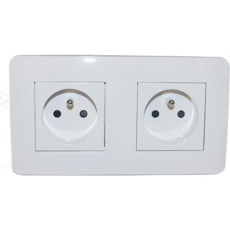 Doppia presa di corrente con terra serie Casual bianco (1/2)