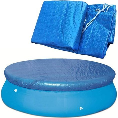 Bache Piscine Ronde Diamètre 183 cm, Baches Solaire Piscine de Protection Couverture Piscine Imperméable Coupe-Vent Corde Tendue Anti-poussière Durable pour Piscine Gonflable Ronde Fas (1/5)