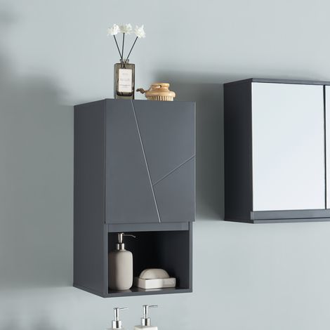 Armadietto Pensile da Bagno Overath 60x30x30 cm Grigio [en.casa] (1/5)