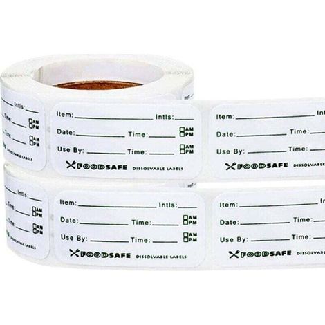 2 rolls of 300 packs of self-adhesive food labels, refrigerator labels, date labels, soluble food labels for catering (1/4)
