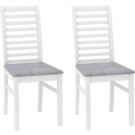 Juego de 2 sillas de comedor tapizadas 41 x 52,5 x 93,5 cm confort óptimo estilo rústico madera blanca 200012441