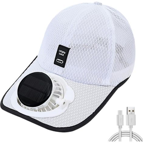 Casquette de baseball avec ventilateur solaire, chapeau de soleil avec 3 vitesses de vent, protection UV d'été pour homme, pêche, randonnée, plage (1/5)