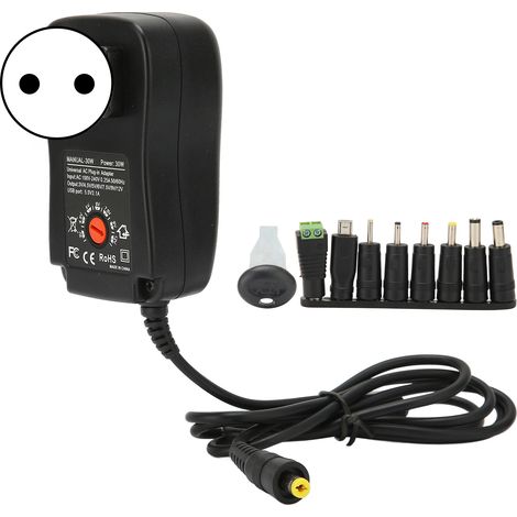 Adaptateur Secteur Universel 30W avec Port USB et Tension Réglable 100‑240V Prise UE (1/5)