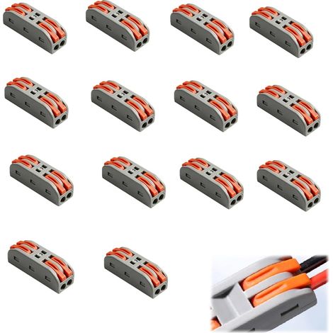 Dominos Électriques avec Levier,Connecteur Rapide Électrique 4mm², Bornier Électrique Compact, Raccord Fil Électrique à Levier, Domino Electrique Ignifugé PA,PC pour Installation (1/5)