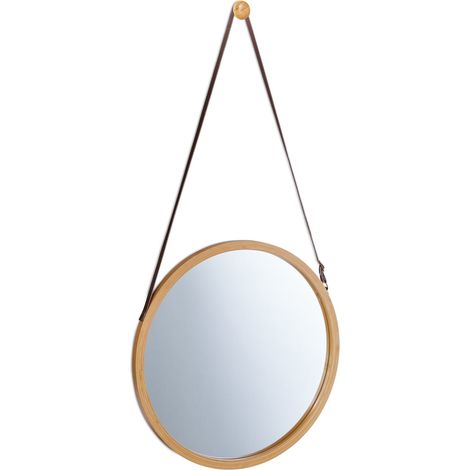 Specchio tondo decorativo versatile per ingresso e camera da letto 60 x 60 cm finitura naturale in bambù 130013860