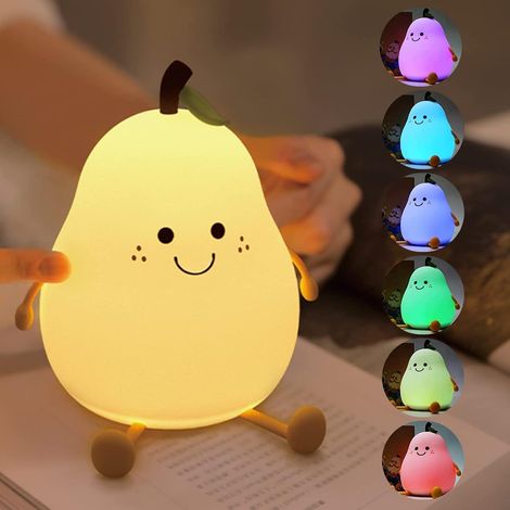 Mignon Sourire Poire Silicone Veilleuse,Veilleuse Avec 7 Changements de Lumière,Recharge USB,Décoration Noël (1/5)