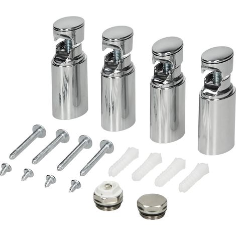 Luxebath – Supports de fixation pour radiateur sèche-serviettes – Chrome – Pour radiateurs jusqu'à 200 cm de hauteur et 75 cm de largeur – Installation robuste (1/2)