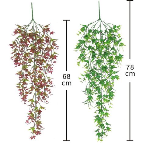 Lot de 3 Plantes Suspendues Artificielles 78 cm Guirlande Feuilles Verte Décorative pour Mur Intérieur Extérieur Maison Jardin Mariage Rouge (1/5)