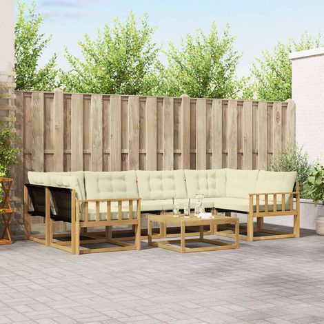 vidaXL Outdoor-Sofagarnitur 7 pcs Weiß und Creme 79 x 79 x 37 cm (1/5)