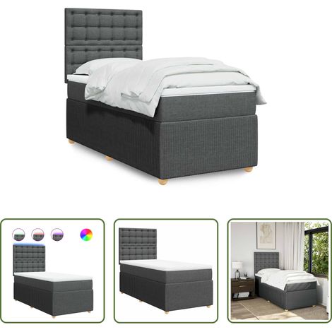 vidaXL Sommeil réparateur - Sommier à lattes de lit avec matelas Gris foncé 100x200cm Tissu (1/5)