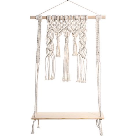 Etagère Murale - Étagère Suspendue en Corde Tressée et Bois Naturel - Pour Cuisine Salle de Bain Intérieur Plantes - 1 Pièce