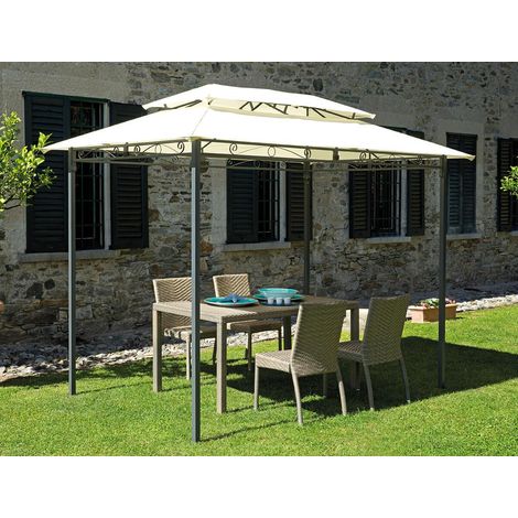 Gazebo da Giardino in Ferro 3x2m Vorghini Ecrù