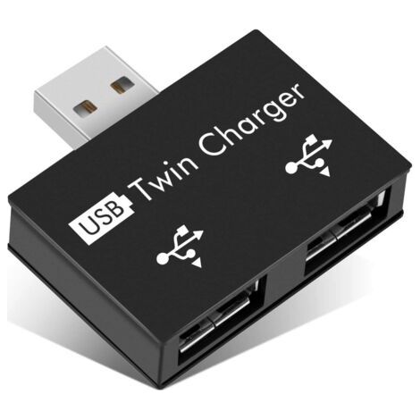 USB2.0 2 Ports, Concentrateur USB Portable 2 Ports, Adaptateur mâle à Double USB Femelle pour Ordinateurs Portables Ordinateurs de Bureau(Noir)