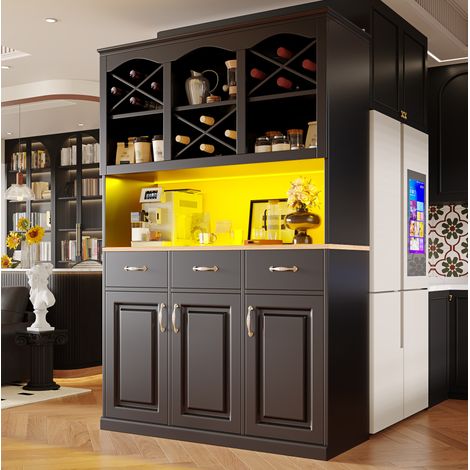 Sideboard mit LED, 3 Türen 3 Schubladen 120x40x180 MDF OKMYHOME (1/5)